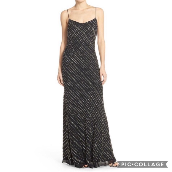 Adrianna Papell beaded sleeveless long black formal gown - Picture 4 of 9